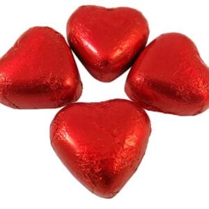 Red Foiled Milk Chocolate Hearts 250g