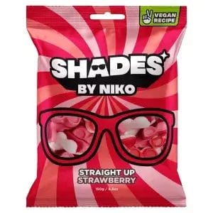 Shades by Niko Straight Up Strawberry Flavour Sweets Bag 150g